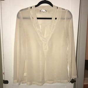 Sheer split neck long sleeve top